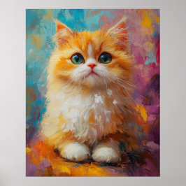 Poster Delicate Persian Kitten — Cute Pastel Art Print