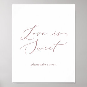 Poster Delicate Rosa Dourado Love is Sweet Wedch Sign