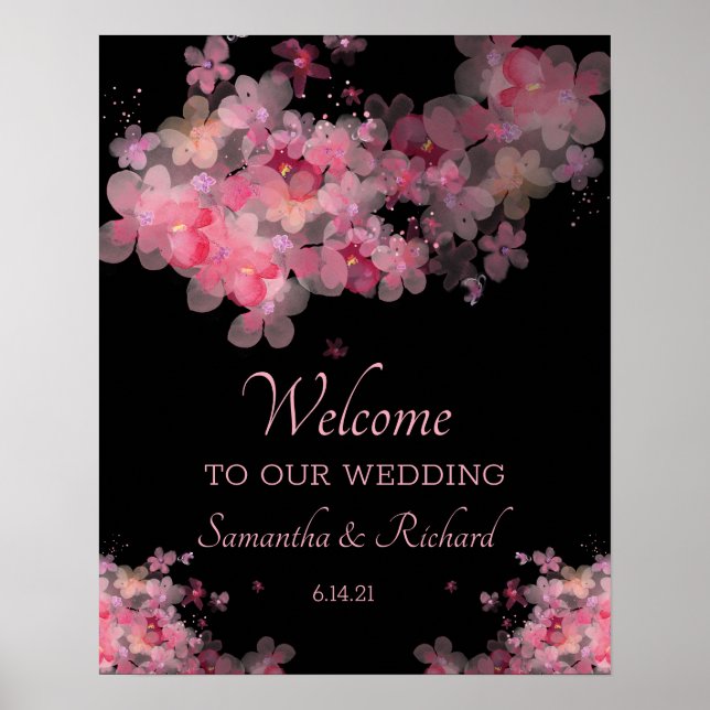 Poster Delicate Watercolor Floral Wedding (Frente)