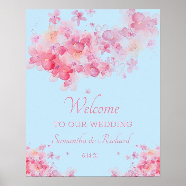 Poster Delicate Watercolor Floral Wedding (Frente)