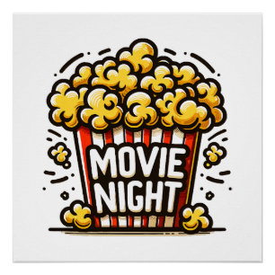 Póster Delícia Noturna de Cinema Pipoca Divertida