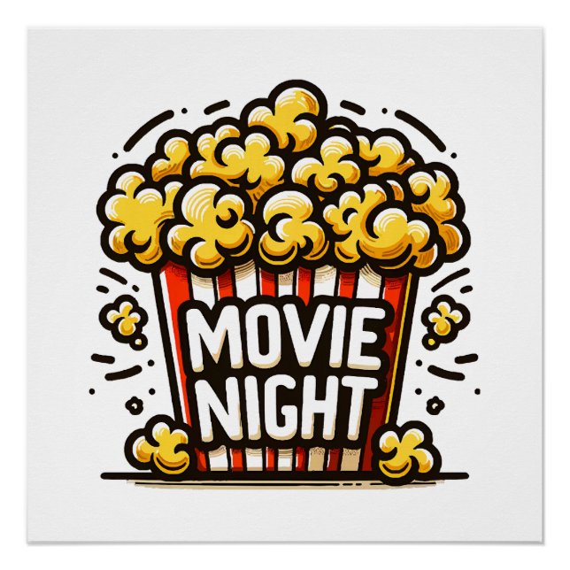 Póster Delícia Noturna de Cinema Pipoca Divertida (Frente)