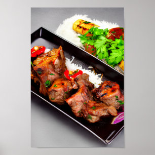Poster Delicioso bife de carneiro do Médio Oriente
