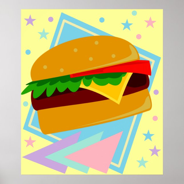 Póster Delicioso Hambúrguer Fofo (Frente)