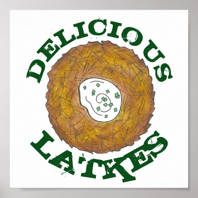 Poster Delicioso Latkes Jewine Cuisine Comida Kitchen Dec (Frente)