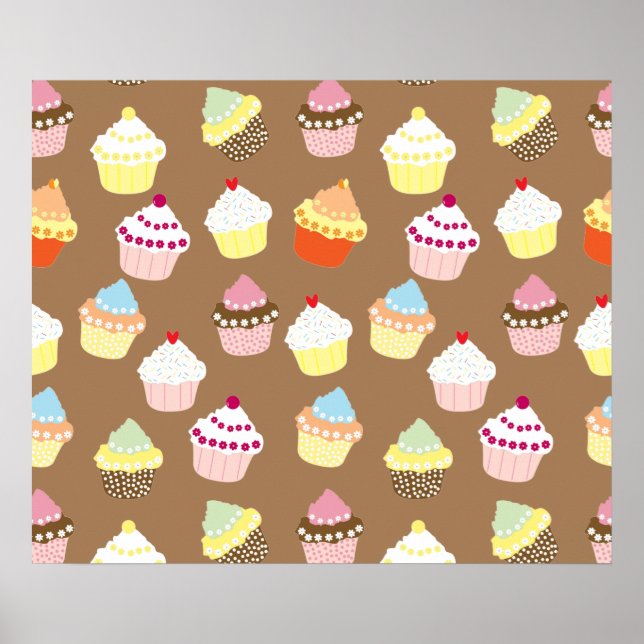 Poster Deliciosos Cupcakes de aniversário decorados (Frente)