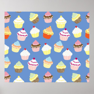 Poster Deliciosos Cupcakes de aniversário decorados