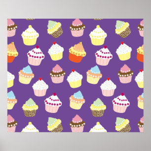 Poster Deliciosos Cupcakes de aniversário decorados