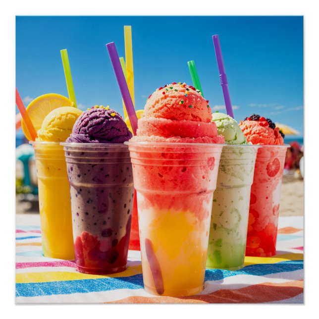 Póster Delicious water ice cream colorful (Frente)