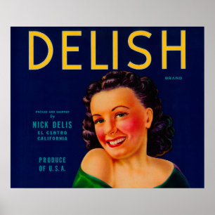 Póster Delish LabelEl alaranjado Centro, CA