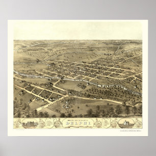 Poster Delphi, NO Mapa Panorâmico - 1868