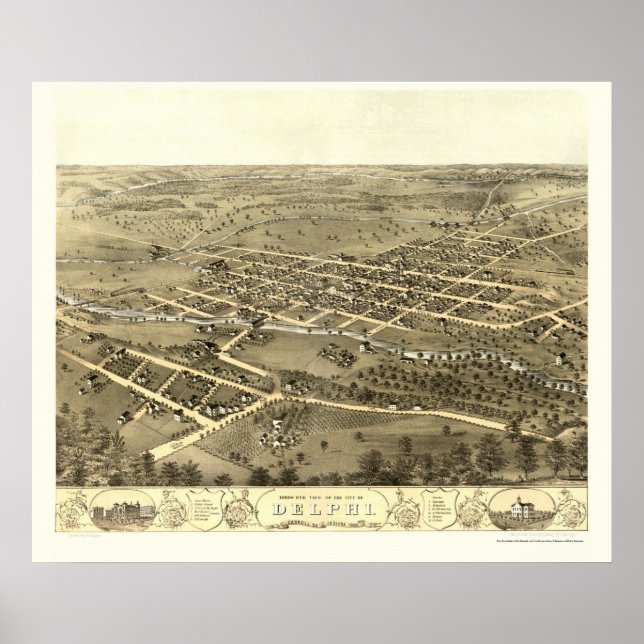 Poster Delphi, NO Mapa Panorâmico - 1868 (Frente)