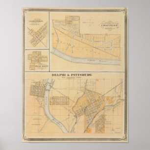 Póster Delphi & Pittsburg com cidades suburbanas