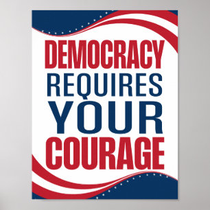 Poster Democracia Requer Coragem   Bandeira  
