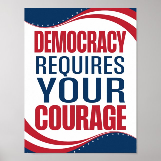 Poster Democracia Requer Coragem | Bandeira | (Frente)