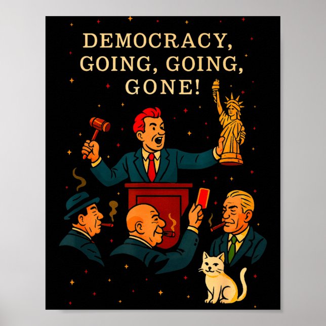 Poster Democracy Auction Gone Funny Litical Satire Gift  (Frente)
