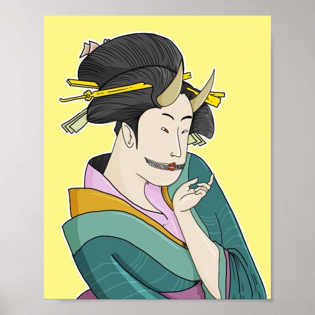 Poster Demon Oni Geisha, uma mulher japonesa (Frente)