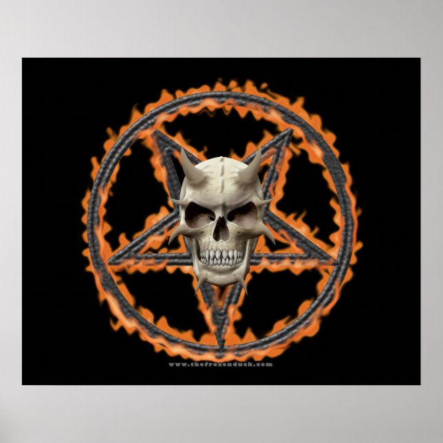 Póster Demon Skull & Burning Pentagram (Frente)