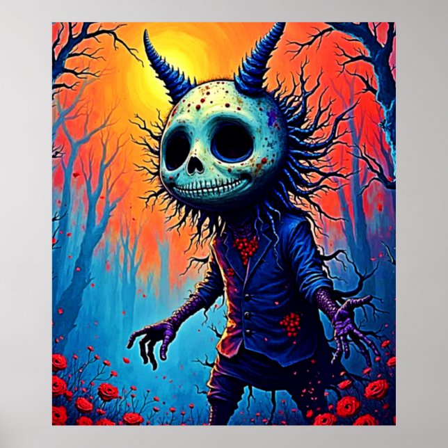 Poster Demônio assustador na Design Spooky Woods (Frente)
