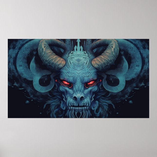 Poster Demônio azul com chifres (Frente)