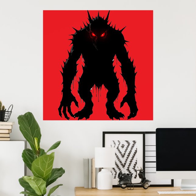 Poster Demônio das Sombras Monstro Olhos Vermelhos Terror (Escritório em casa)