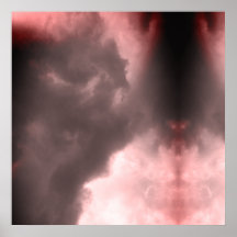 Demônio e um dragão lutando no céu vermelho