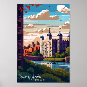 Poster Demonstração da Torre de Londres em viagens vintag