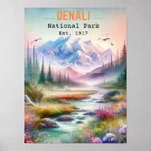 Denali National Park Alaska Monte Watercolor