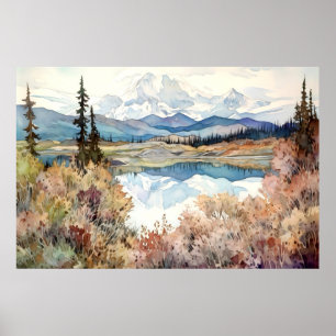 Poster Denali National Park Watercolor
