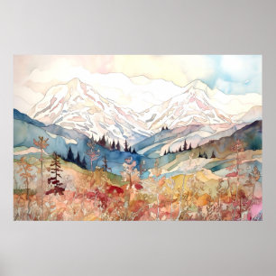 Poster Denali National Park Watercolor