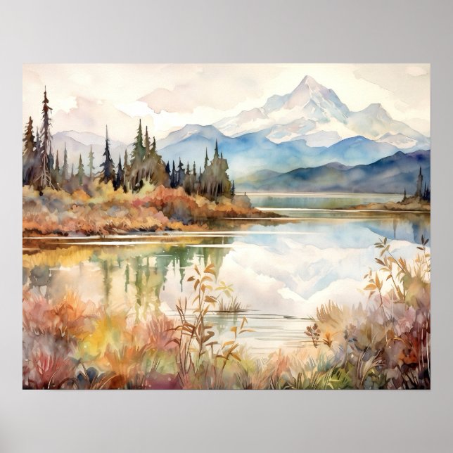Poster Denali National Park Watercolor (Frente)