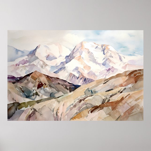 Poster Denali National Park Watercolor (Frente)