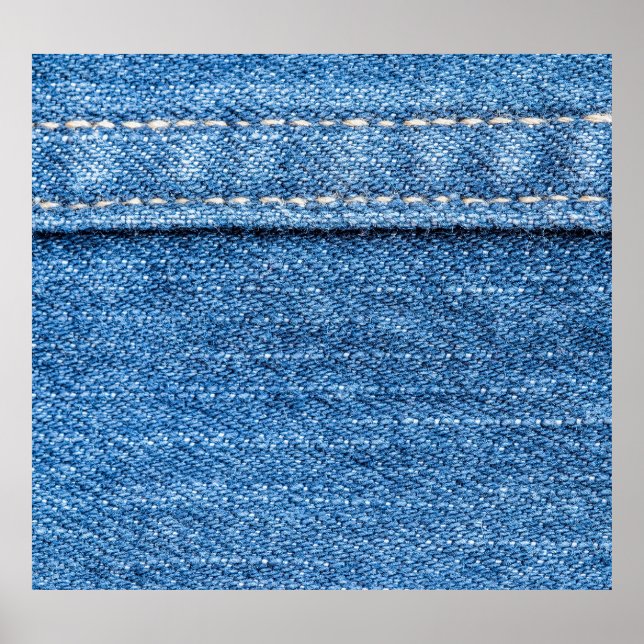 Poster Denim Blue: Textura clássica de Jeans. (Frente)