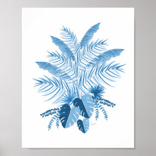 Poster Denim Blue Tropical Folaves