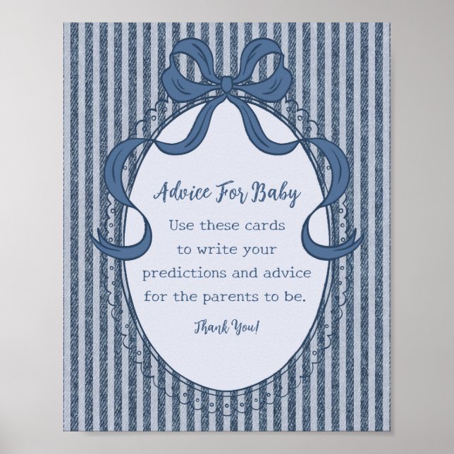 Poster Denim Coquette Bow Blue Jean Advice for Baby (Frente)