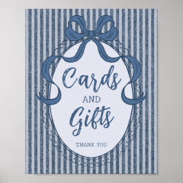 Poster Denim Coquette Bow Blue Jean Cards and Gifts Sign