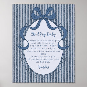 Poster Denim Coquette Laço Azul Jean Não Diga Jogo de Beb