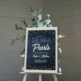 Póster Denim Diamantes Pearls Chá Azul Bem-vindo