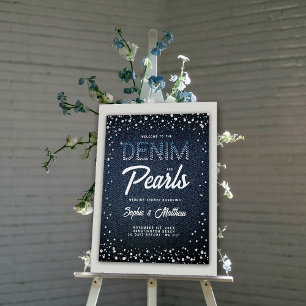 Póster Denim Diamantes Pearls Chá Azul Bem-vindo