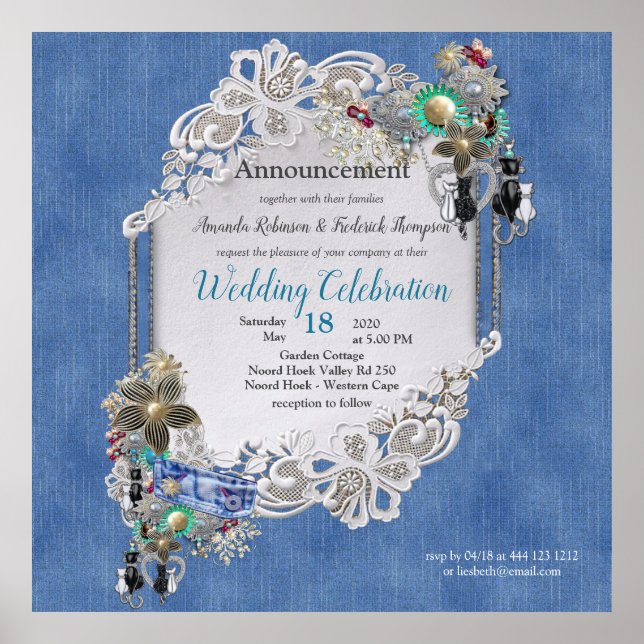 Poster Denim Textuturado Lace e Costume Jewelry (Frente)