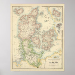 Póster Denmark with Schleswig and Holstein