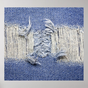 Poster Densidade azul rasgada: textura do jeans.