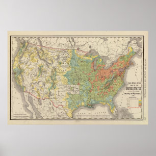 Póster Densidade populacional dos Estados Unidos, 1890