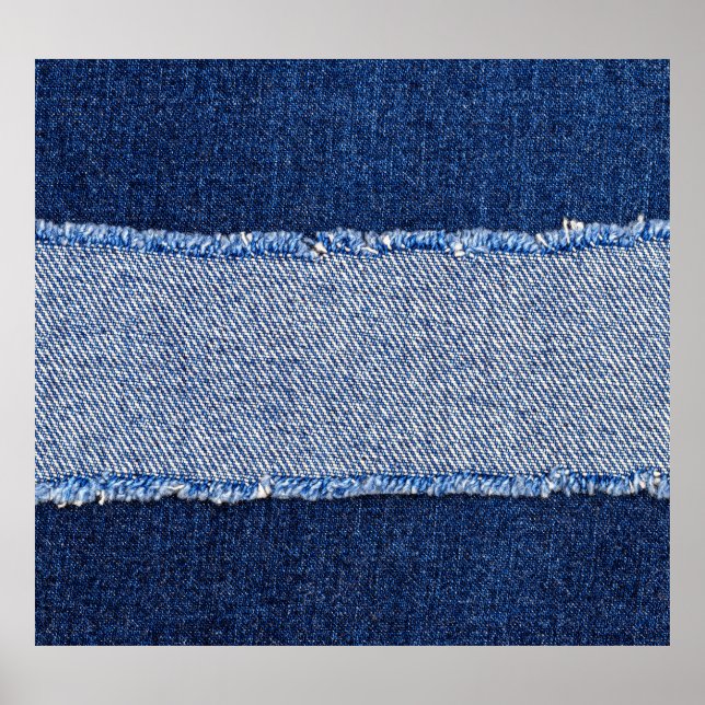Poster Densidade torn: tecido jeans azul. (Frente)