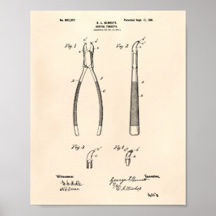 Poster Dental Forceps 1901 Patent Art Old Peper
