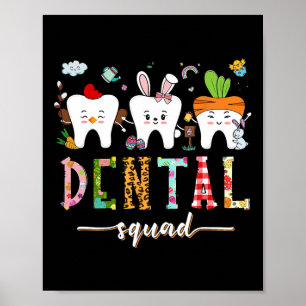 Poster Dental Squad Day, Diversão de Páscoa, Tooth Dental