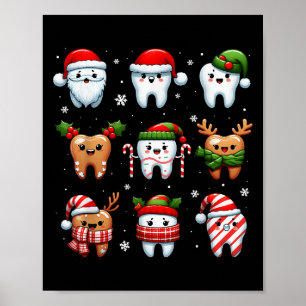 Poster Dentes de Natal Dentais Engraçados Dentista de Nat