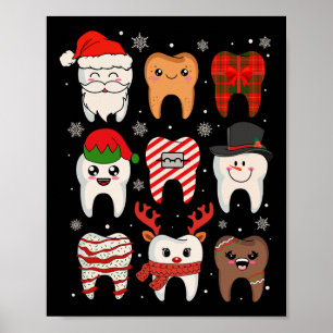 Poster Dentes de Natal Dentais Engraçados Dentista de Nat