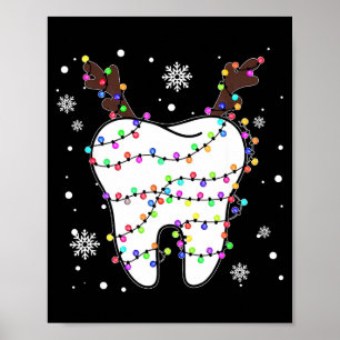 Poster Dentes de rena engraçados higiene dental árvore de