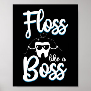 Poster Dentista Dental Floss Como Um Fachado Do Chefe